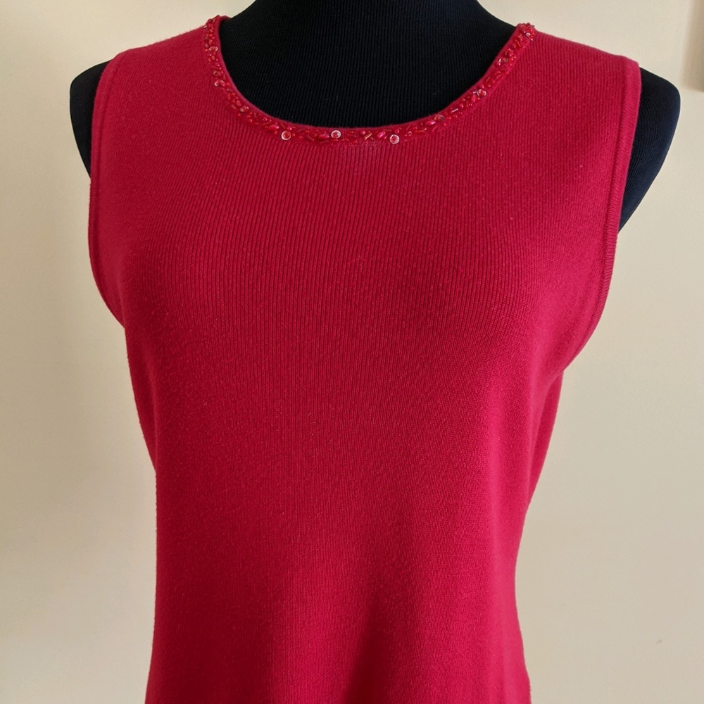 Vintage 1950s Beaded Sleeveless Knit Sweater-Medium